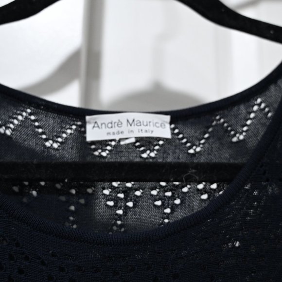 Andre Maurice Size Large Knit Fitted Dark Blue Dress | Size Large - Picture 8 of 14